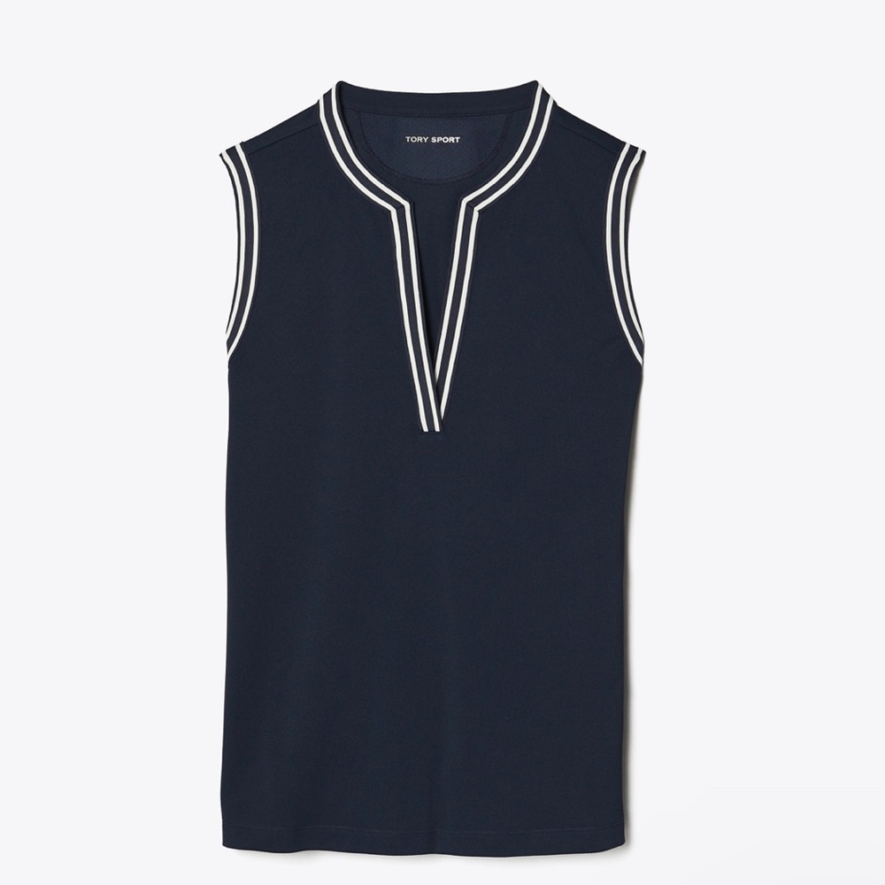 TORY BURCH Women’s Tech Piqué Sleeveless Tunic Top Tory Sport Navy Blue Medium